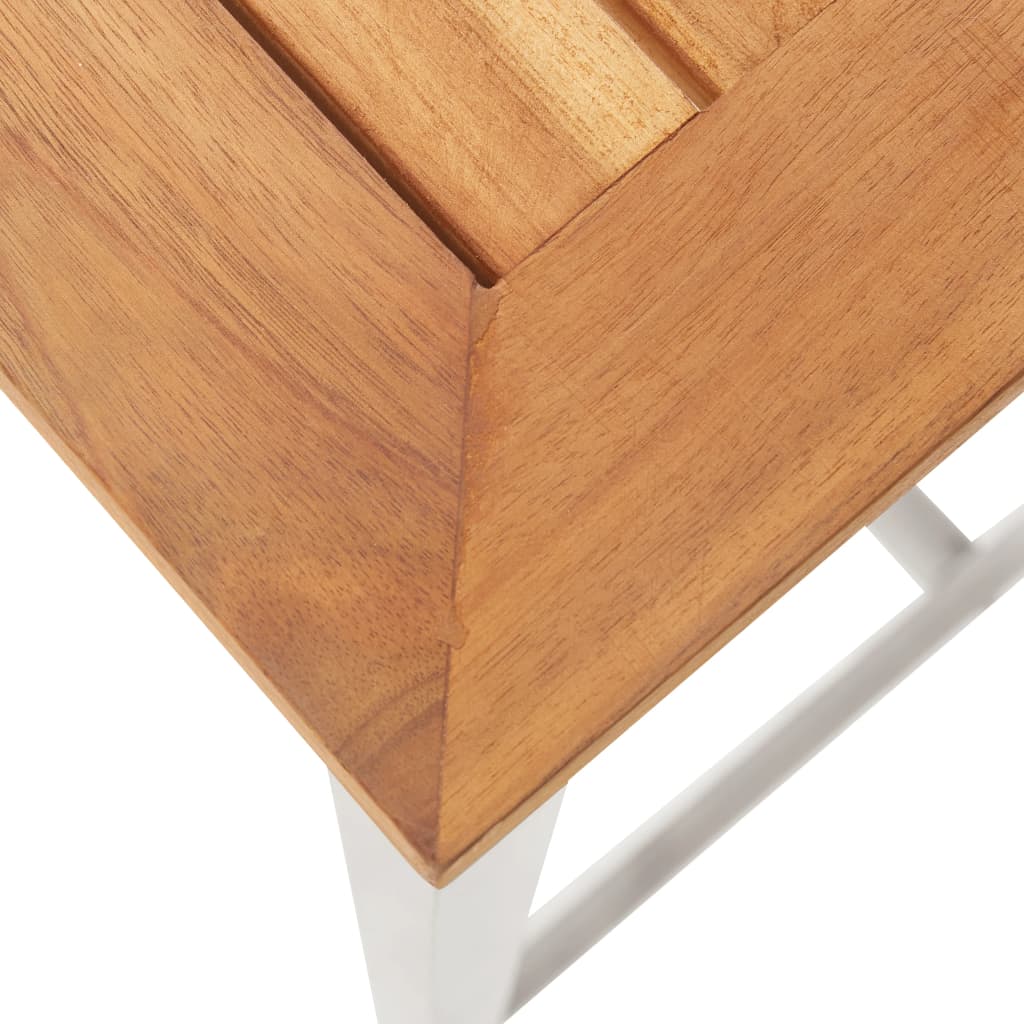 Sgabelli da Bar 4 pz in Legno Massello di Acacia e Acciaio Inox - homemem39