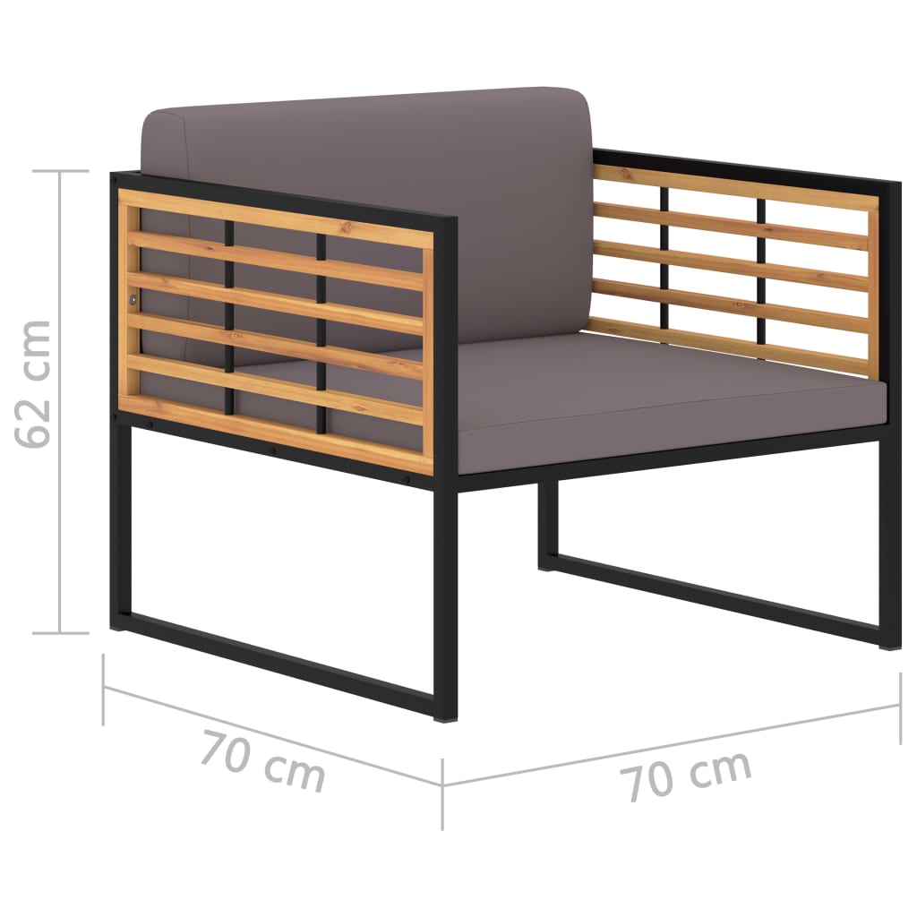 Sedie da Giardino con Cuscini 2 pz in Legno Acacia Grigio Scuro - homemem39