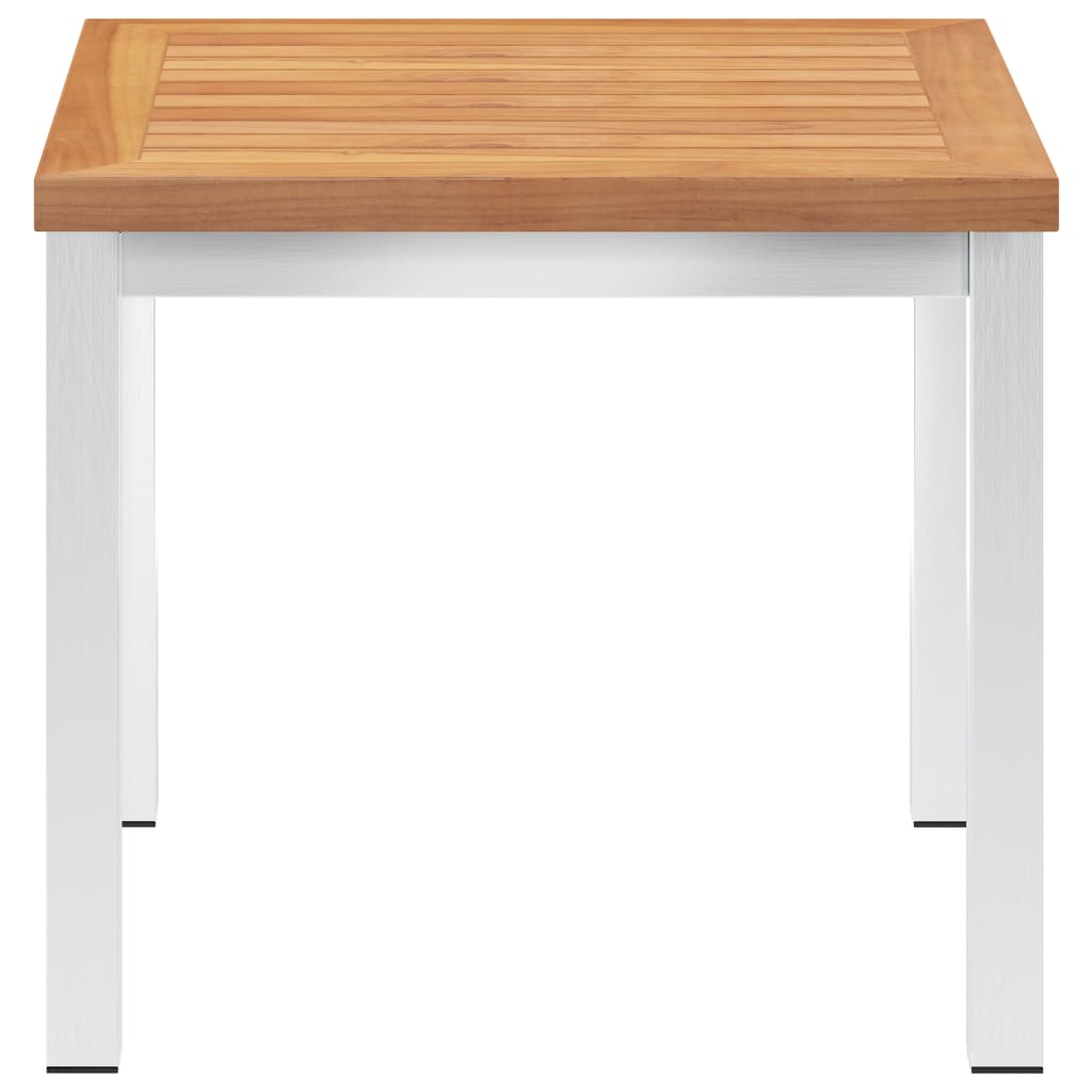 Tavolino da Giardino 45x45x38cm in Legno di Teak e Acciaio Inox - homemem39