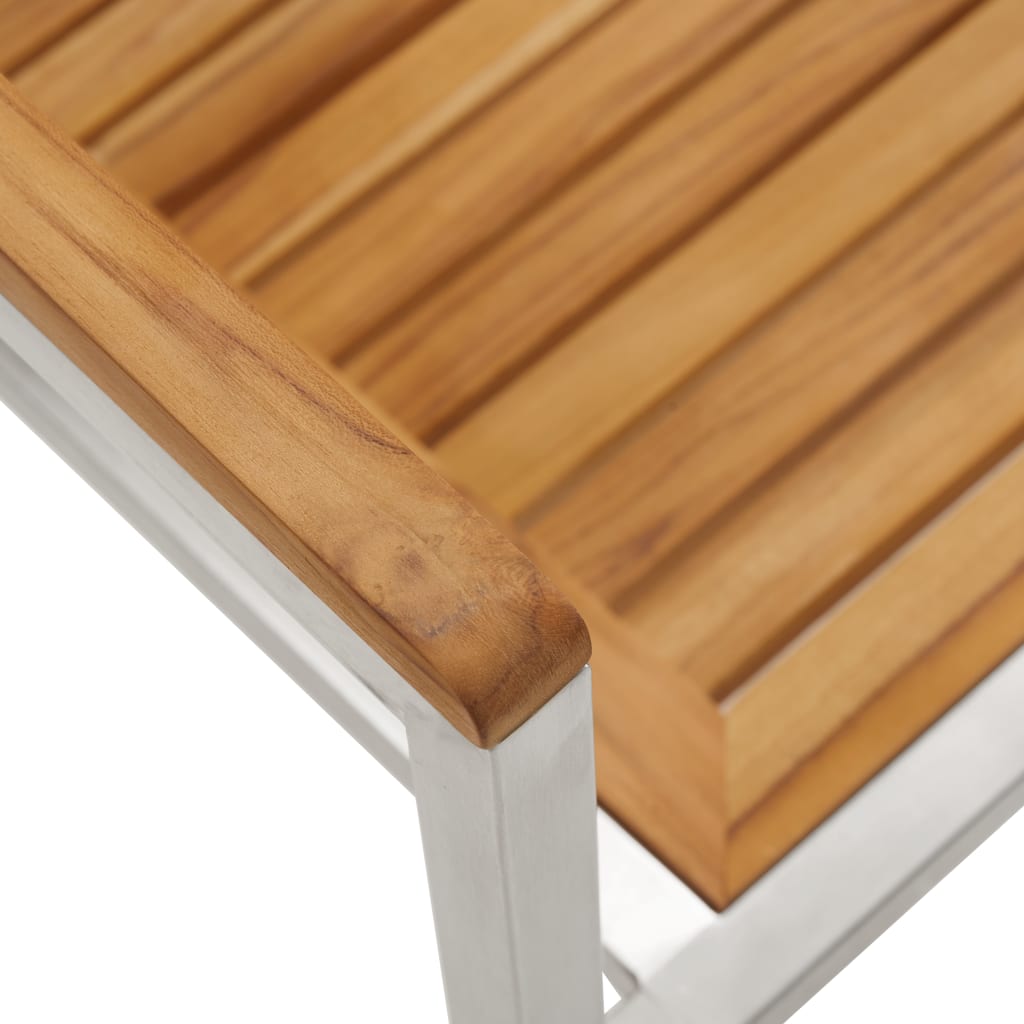Sedie da Giardino 2 pz in Legno Massello di Teak e Acciaio Inox - homemem39