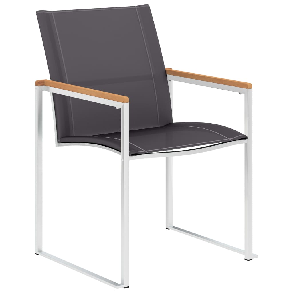 Sedie da Giardino 4 pz in Textilene e Acciaio Inox Grigie - homemem39