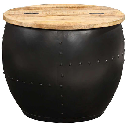Tavolino da Salotto Rotondo 53x43 cm in Legno Massello di Mango | homemem39