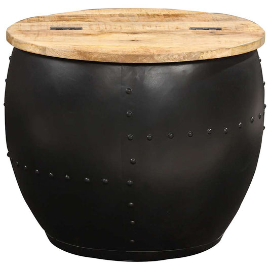 Tavolino da Salotto Rotondo 53x43 cm in Legno Massello di Mango | homemem39