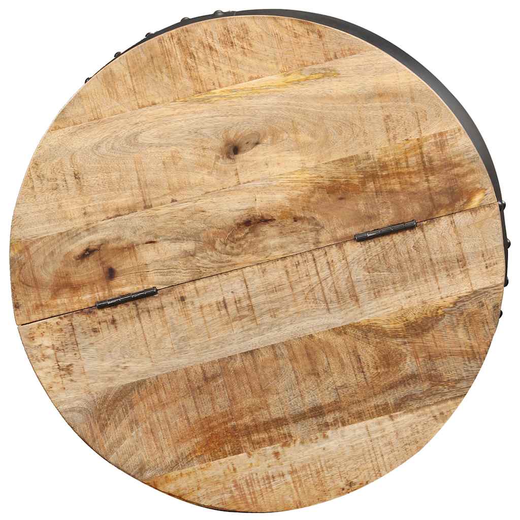 Tavolino da Salotto Rotondo 53x43 cm in Legno Massello di Mango | homemem39