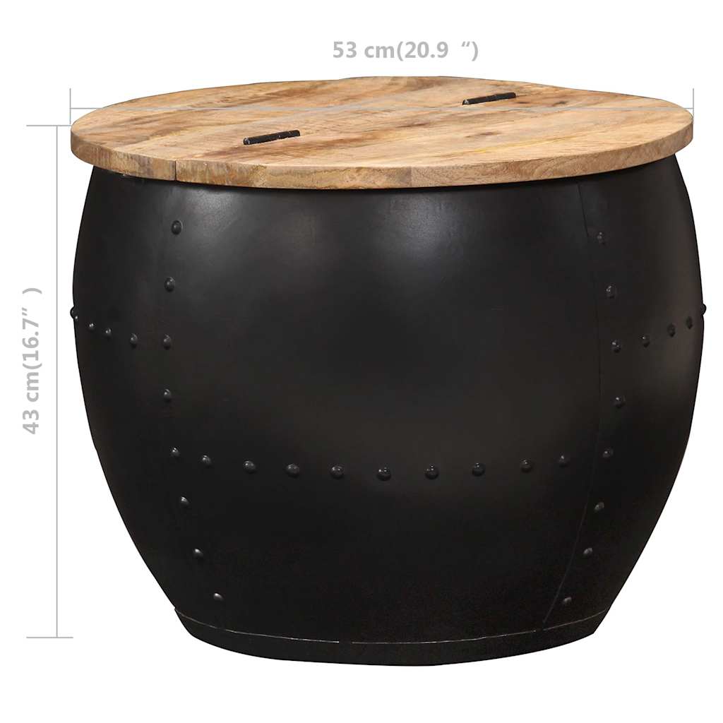 Tavolino da Salotto Rotondo 53x43 cm in Legno Massello di Mango | homemem39