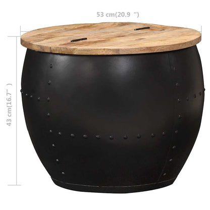 Tavolino da Salotto Rotondo 53x43 cm in Legno Massello di Mango | homemem39