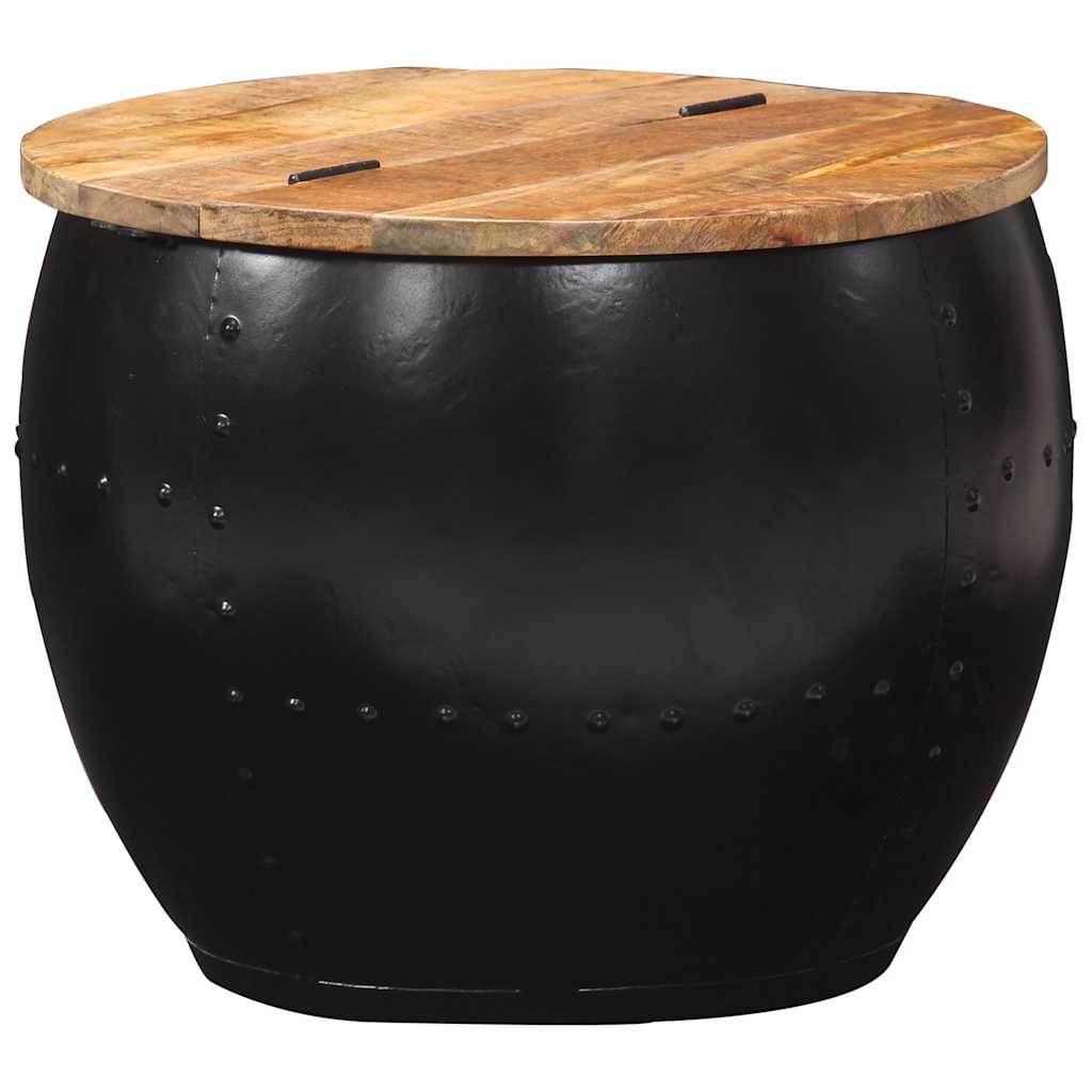 Tavolino da Salotto Rotondo 53x43 cm in Legno Massello di Mango | homemem39
