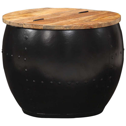 Tavolino da Salotto Rotondo 53x43 cm in Legno Massello di Mango | homemem39