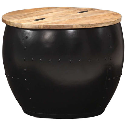 Tavolino da Salotto Rotondo 53x43 cm in Legno Massello di Mango | homemem39