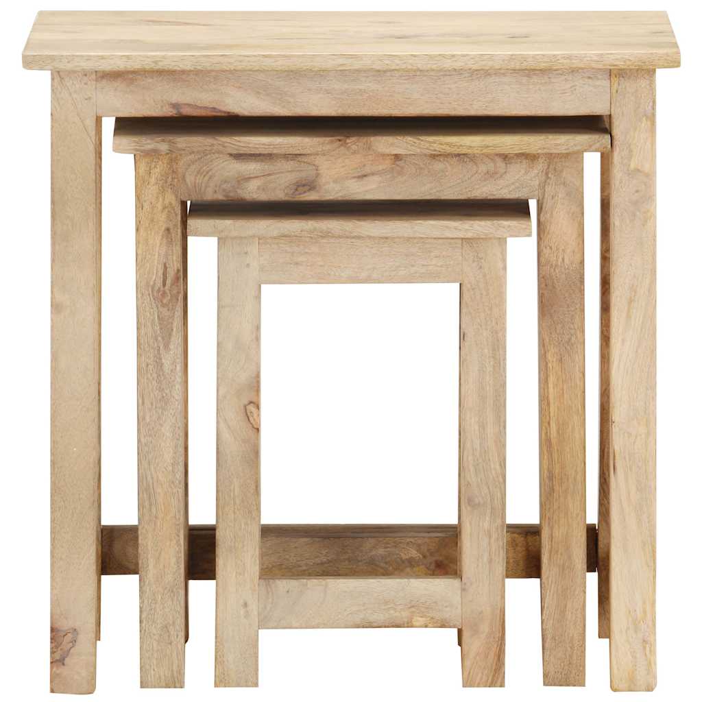 Tavolini Impilabili 3 pz in Legno Massello di Mango