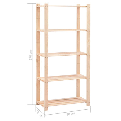 Scaffali a 5 Livelli 2 pz 80x38x170 cm Massello Pino 250 kg | homemem39