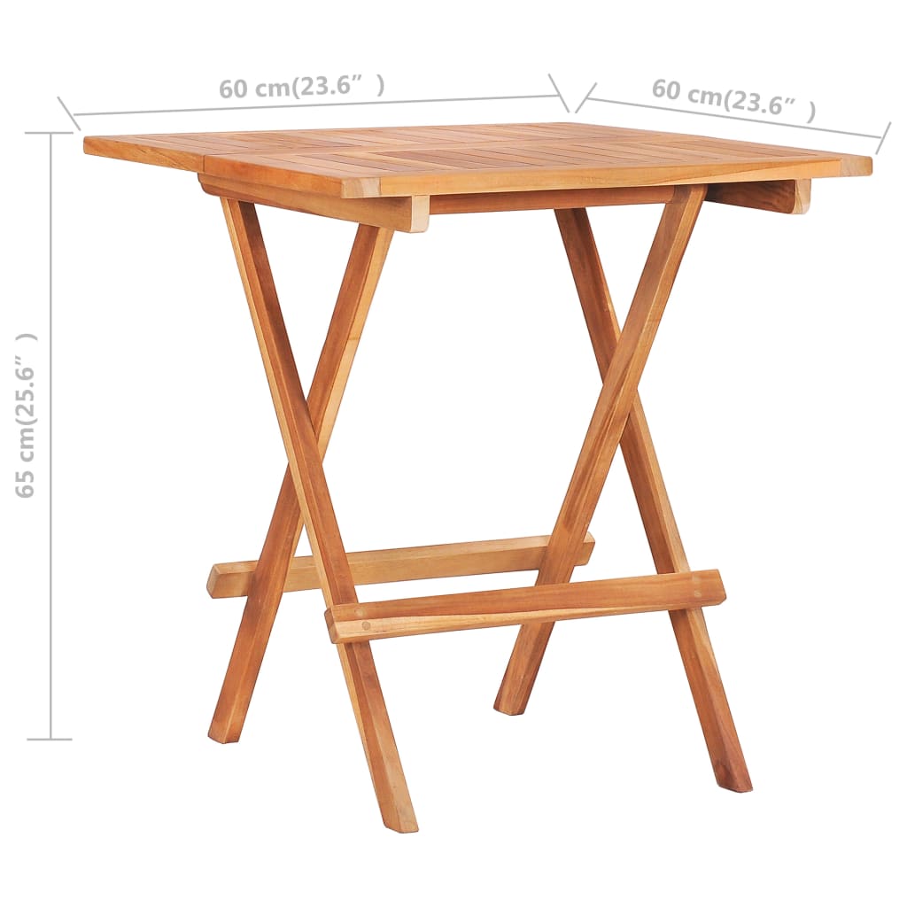 Tavolo da Bistrot Pieghevole 60x60x65 cm in Massello di Teak