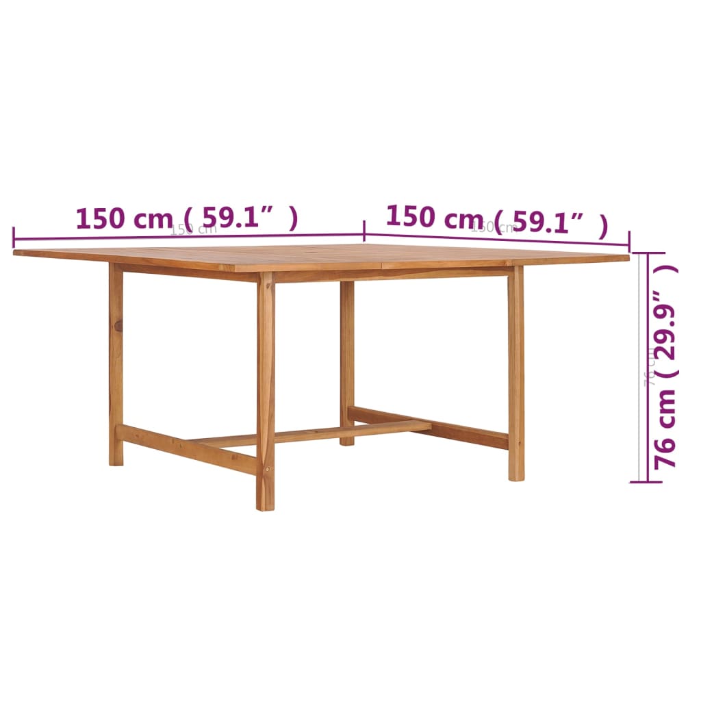 Tavolo da Giardino 150x150x76 cm in Legno Massello di Teak - homemem39