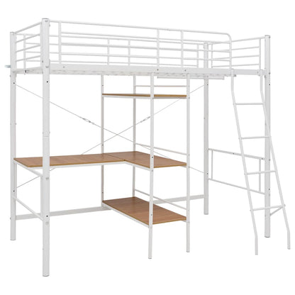 Letto a Castello con Tavolino Bianco in Metallo 90x200 cm | homemem39