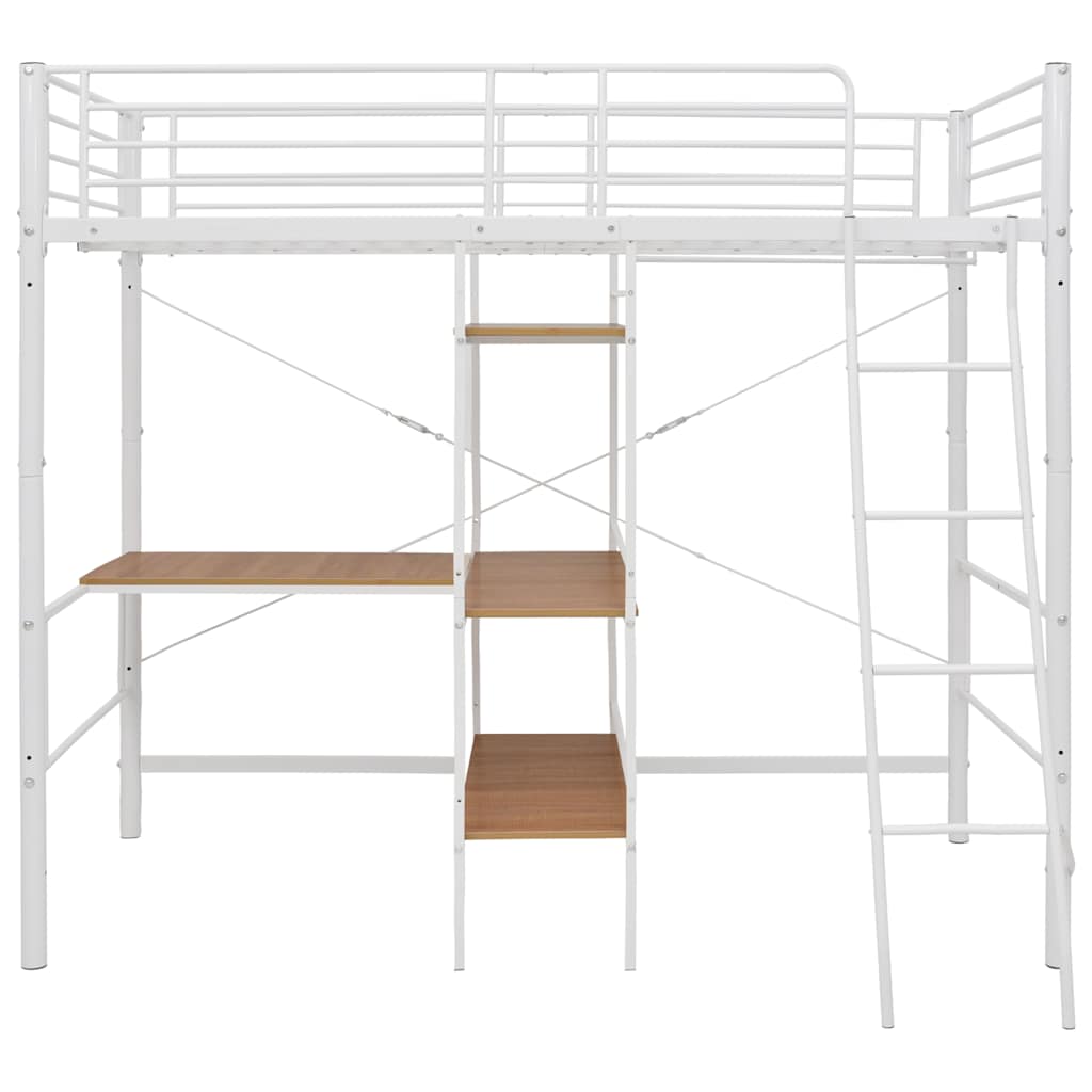 Letto a Castello con Tavolino Bianco in Metallo 90x200 cm | homemem39