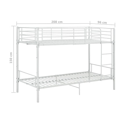 Letto a Castello Bianco in Metallo 90x200 cm | homemem39