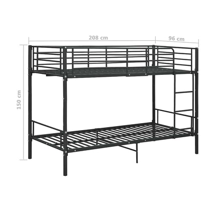 Letto a Castello Nero in Metallo 90x200 cm | homemem39