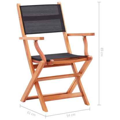 Sedie da Giardino Pieghevoli 4 pz Nere Eucalipto e Textilene | homemem39