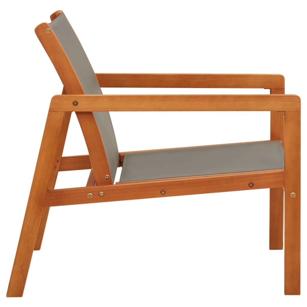 Sedia da Giardino Grigia Legno Massello Eucalipto e Textilene - homemem39