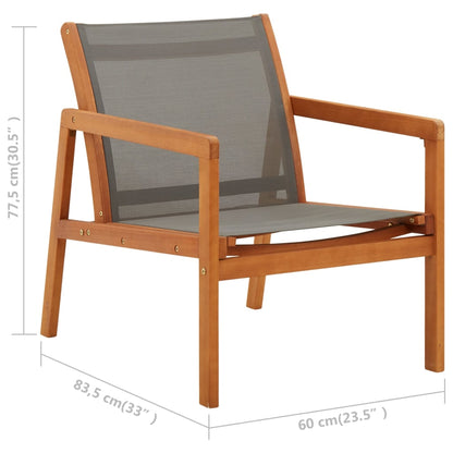 Sedia da Giardino Grigia Legno Massello Eucalipto e Textilene - homemem39