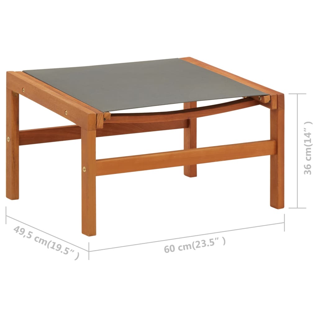 Sedia da Giardino con Pouf Grigia Eucalipto e Textilene - homemem39