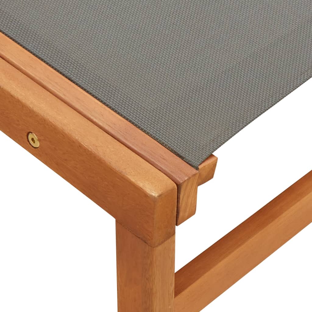 Sedia da Giardino con Pouf Grigia Eucalipto e Textilene - homemem39