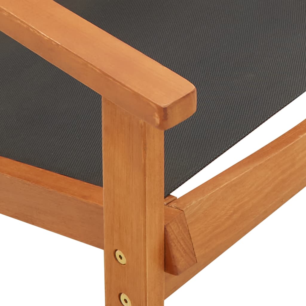 Sedia da Giardino Nera Legno Massello di Eucalipto e Textilene - homemem39