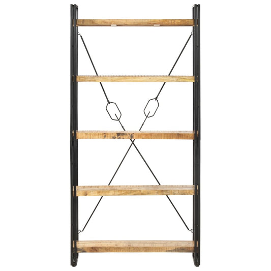 Libreria a 5 Ripiani 90x30x180 cm in Legno Massello di Mango