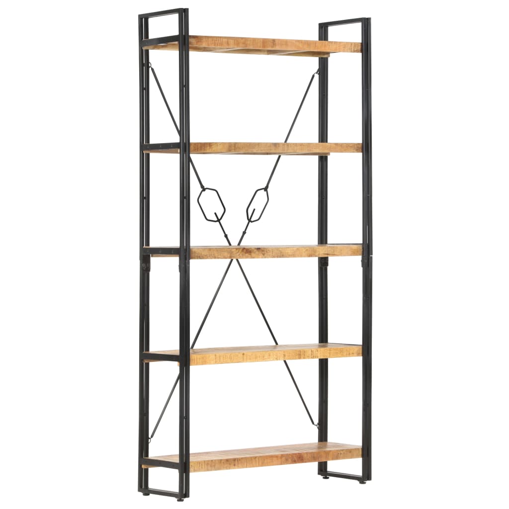 Libreria a 5 Ripiani 90x30x180 cm in Legno Massello di Mango | homemem39
