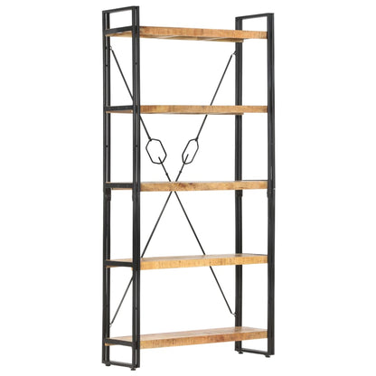 Libreria a 5 Ripiani 90x30x180 cm in Legno Massello di Mango | homemem39