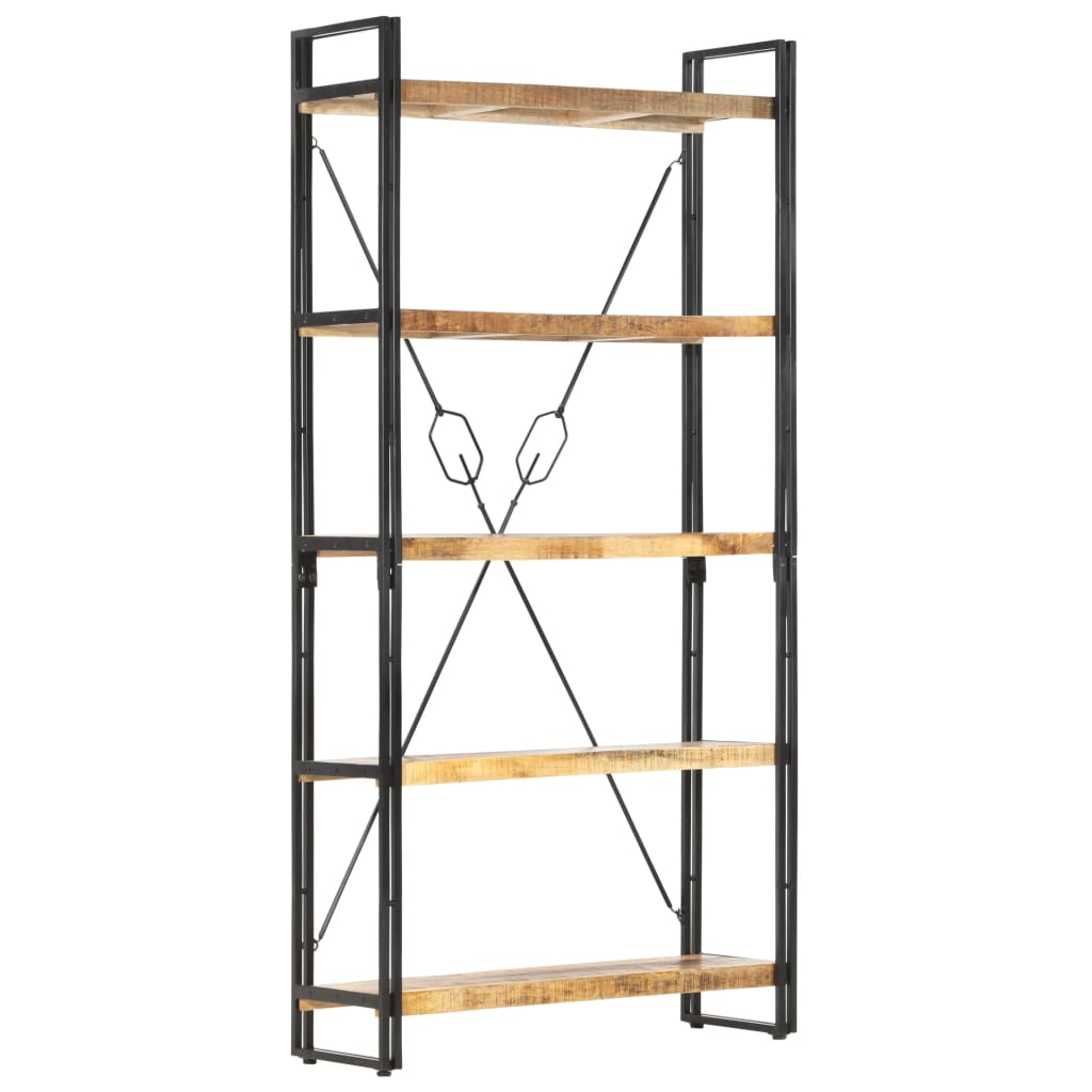 Libreria a 5 Ripiani 90x30x180 cm in Legno Massello di Mango | homemem39