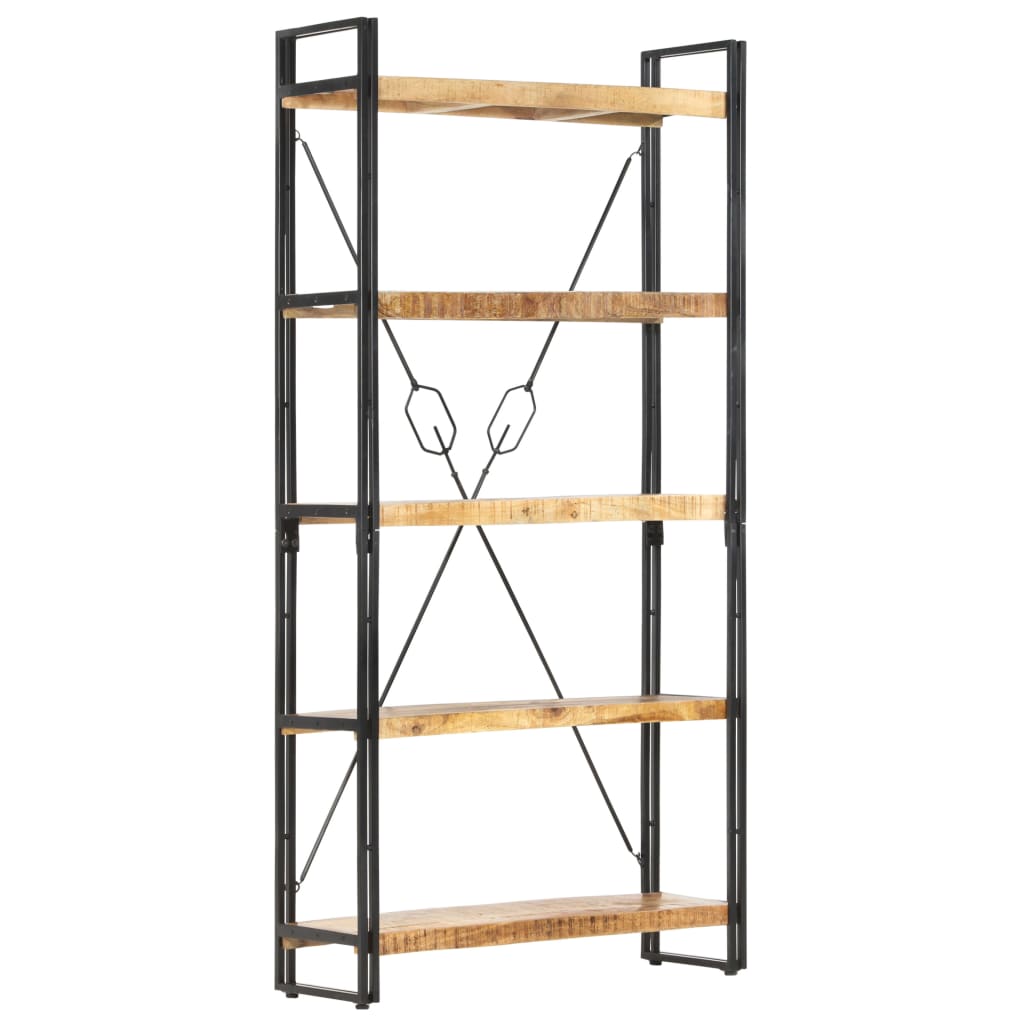 Libreria a 5 Ripiani 90x30x180 cm in Legno Massello di Mango | homemem39