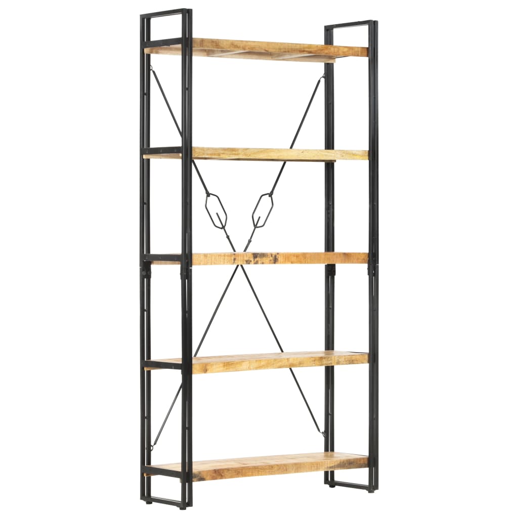 Libreria a 5 Ripiani 90x30x180 cm in Legno Massello di Mango | homemem39
