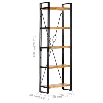 Libreria a 5 Ripiani 60x30x180 cm in Legno Massello di Mango | homemem39