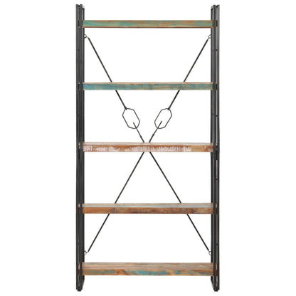 Libreria a 5 Ripiani 90x30x180 cm in Legno Massello di Recupero