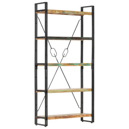 Libreria a 5 Ripiani 90x30x180 cm in Legno Massello di Recupero | homemem39