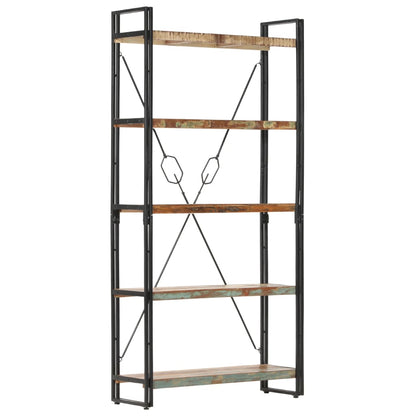 Libreria a 5 Ripiani 90x30x180 cm in Legno Massello di Recupero | homemem39