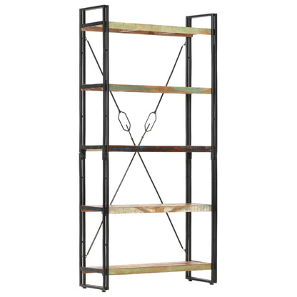 Libreria a 5 Ripiani 90x30x180 cm in Legno Massello di Recupero | homemem39