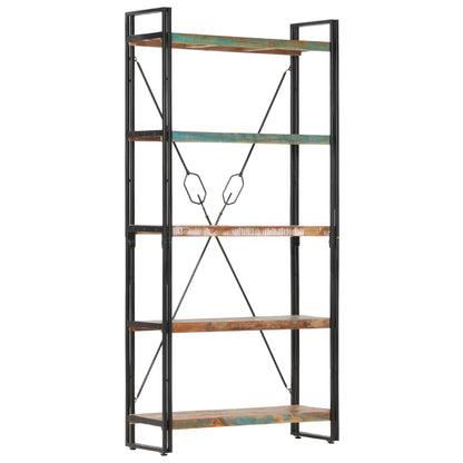 Libreria a 5 Ripiani 90x30x180 cm in Legno Massello di Recupero | homemem39