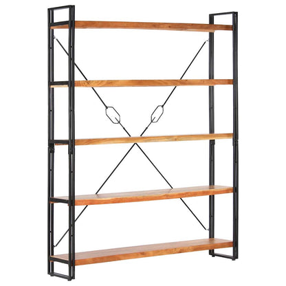 Libreria a 5 Ripiani 140x30x180 cm in Legno Massello di Acacia | homemem39