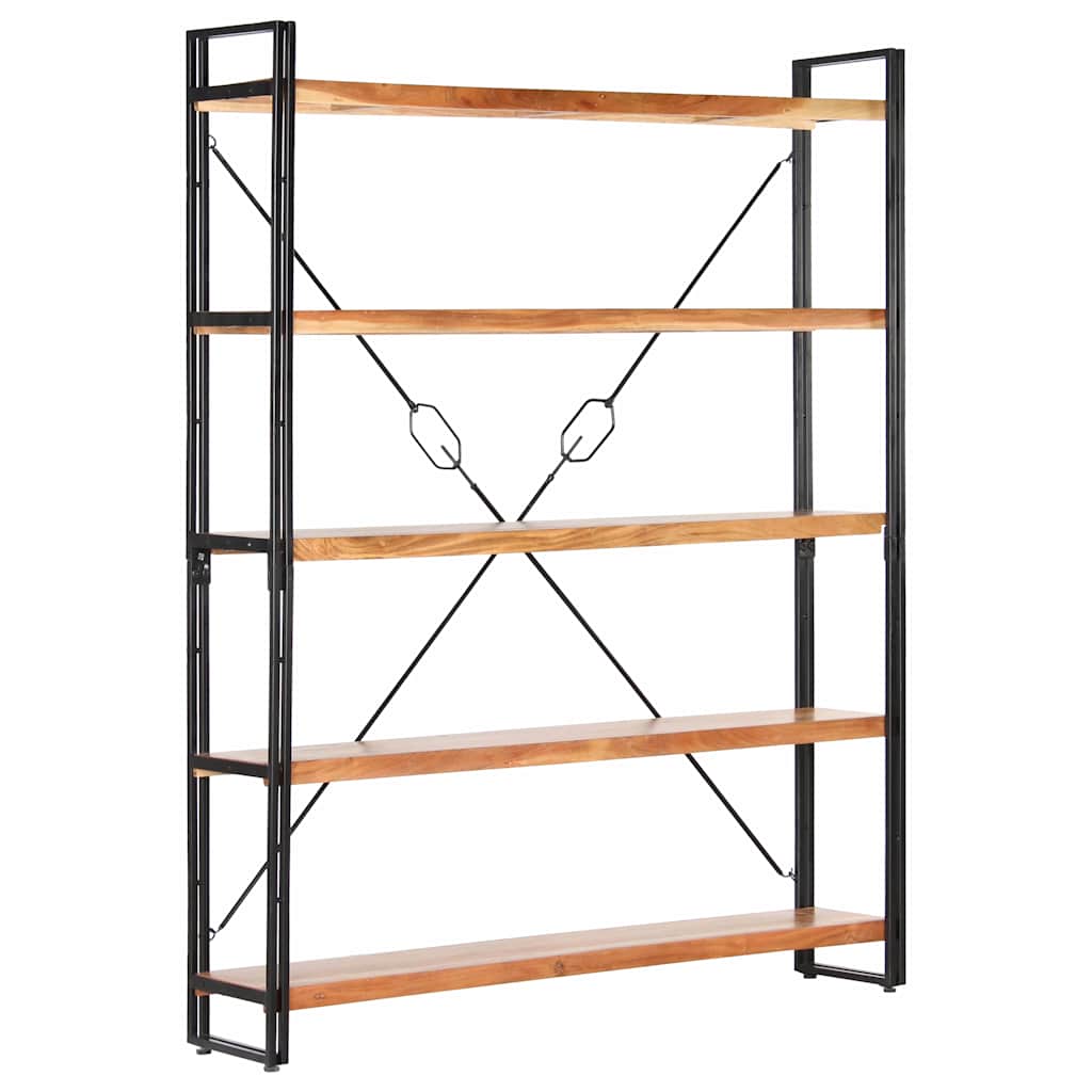 Libreria a 5 Ripiani 140x30x180 cm in Legno Massello di Acacia | homemem39