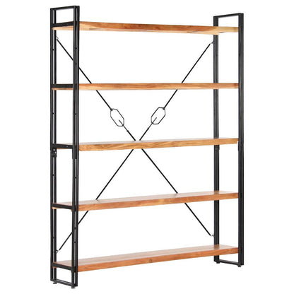 Libreria a 5 Ripiani 140x30x180 cm in Legno Massello di Acacia | homemem39