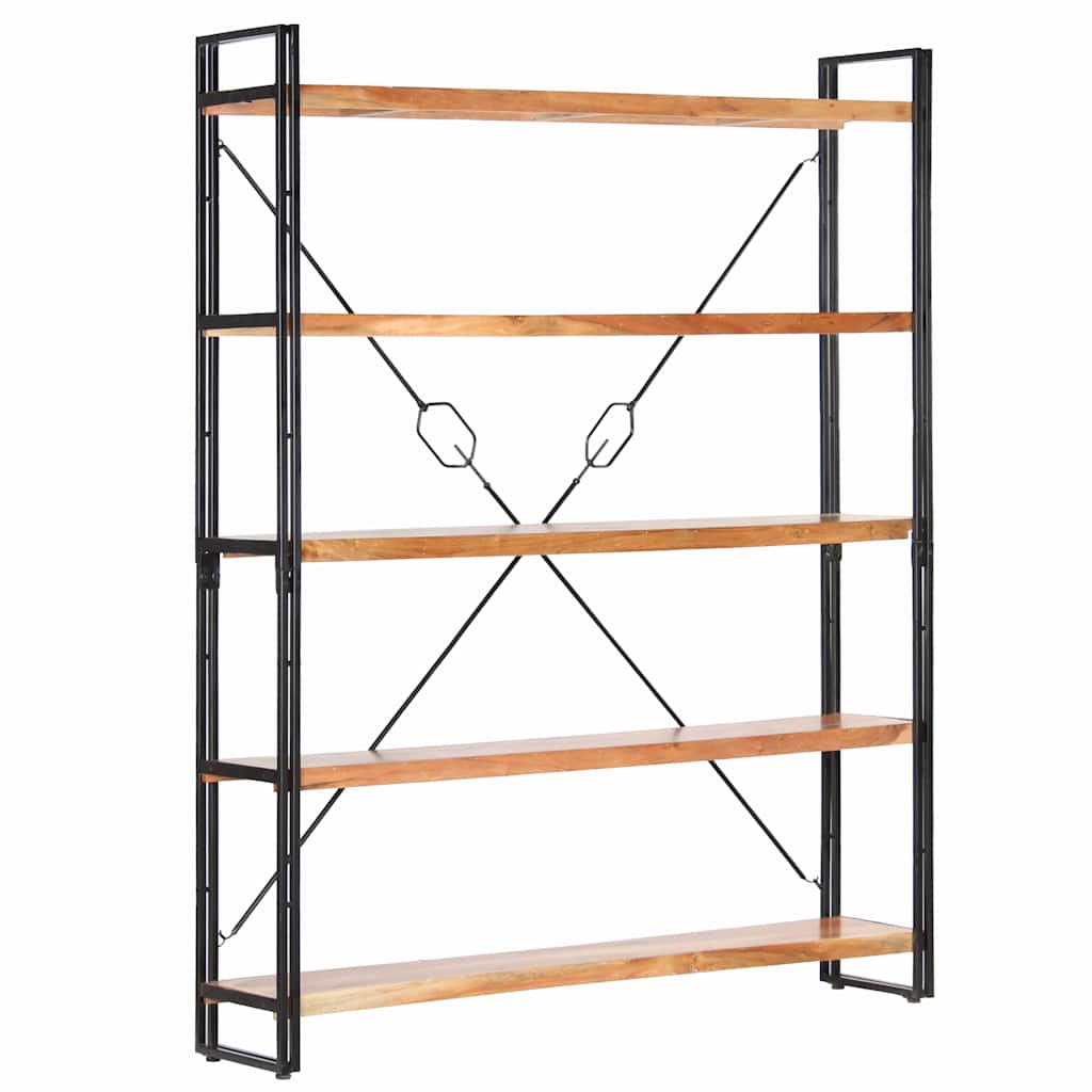 Libreria a 5 Ripiani 140x30x180 cm in Legno Massello di Acacia | homemem39