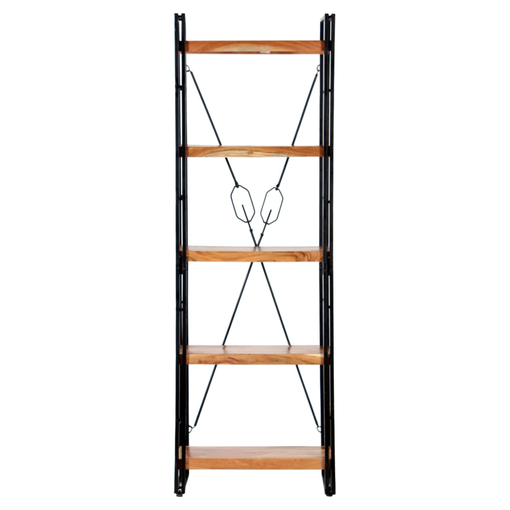 Libreria a 5 Ripiani 60x30x180 cm in Legno Massello di Acacia | homemem39