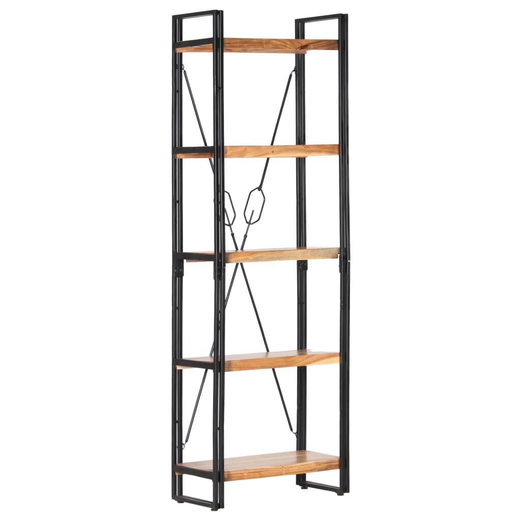 Libreria a 5 Ripiani 60x30x180 cm in Legno Massello di Acacia | homemem39