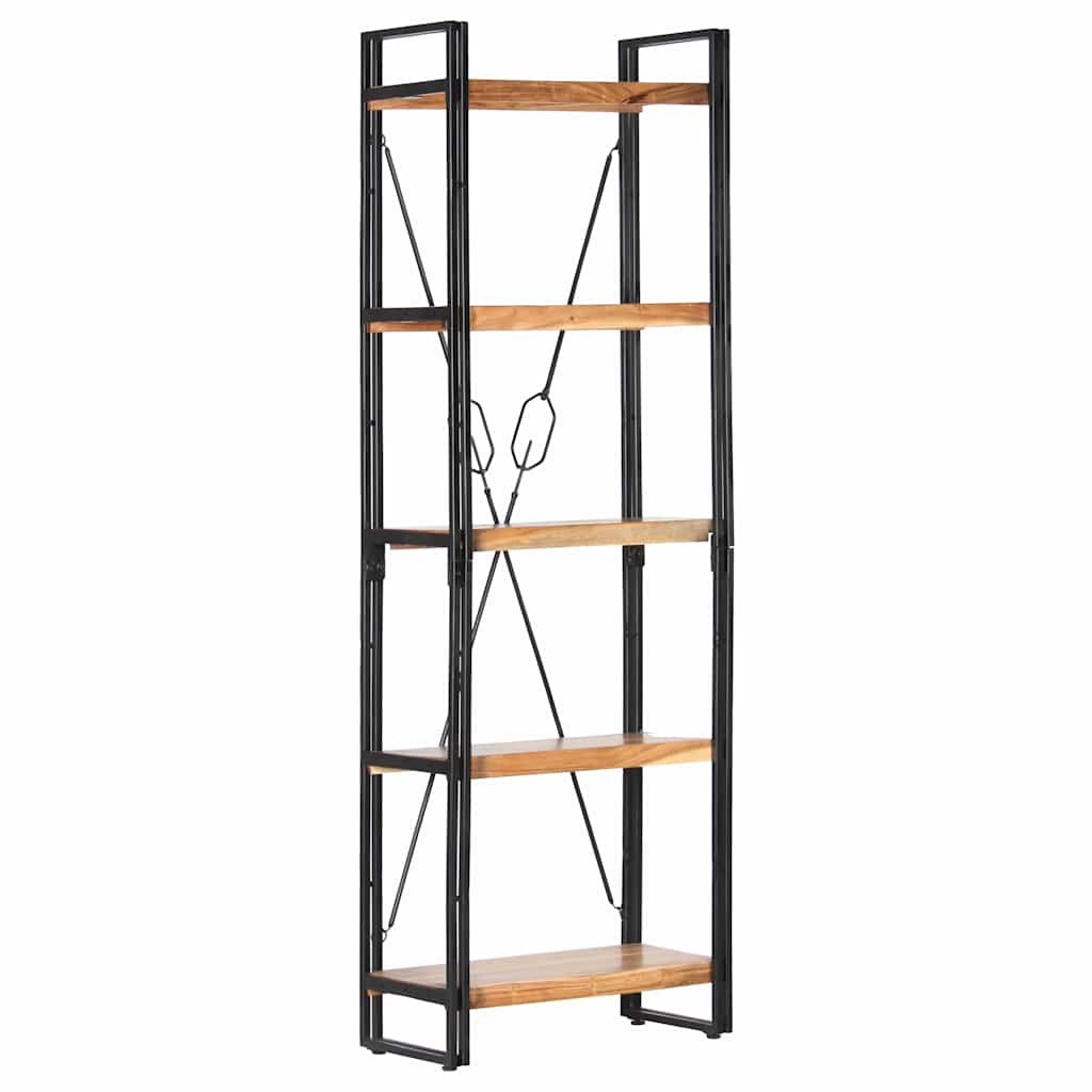 Libreria a 5 Ripiani 60x30x180 cm in Legno Massello di Acacia