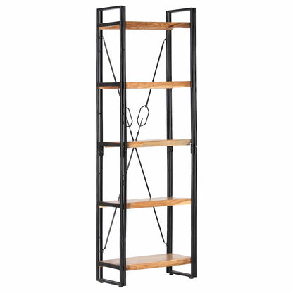 Libreria a 5 Ripiani 60x30x180 cm in Legno Massello di Acacia