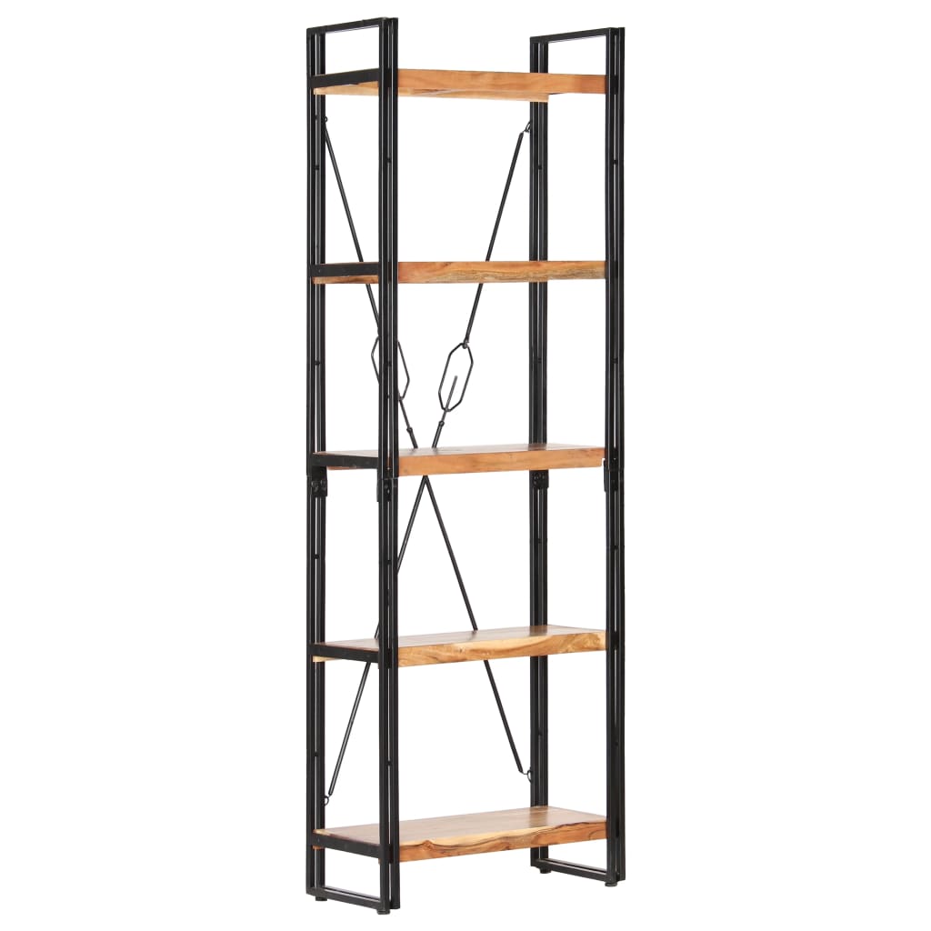 Libreria a 5 Ripiani 60x30x180 cm in Legno Massello di Acacia | homemem39