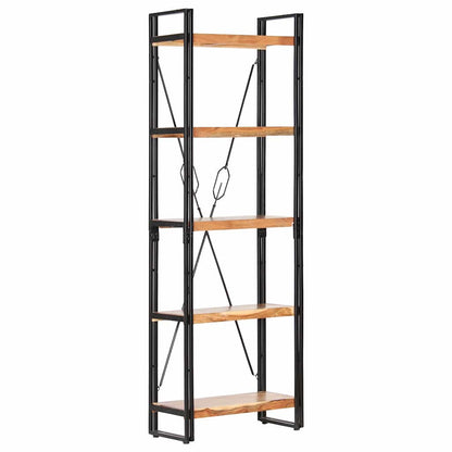 Libreria a 5 Ripiani 60x30x180 cm in Legno Massello di Acacia