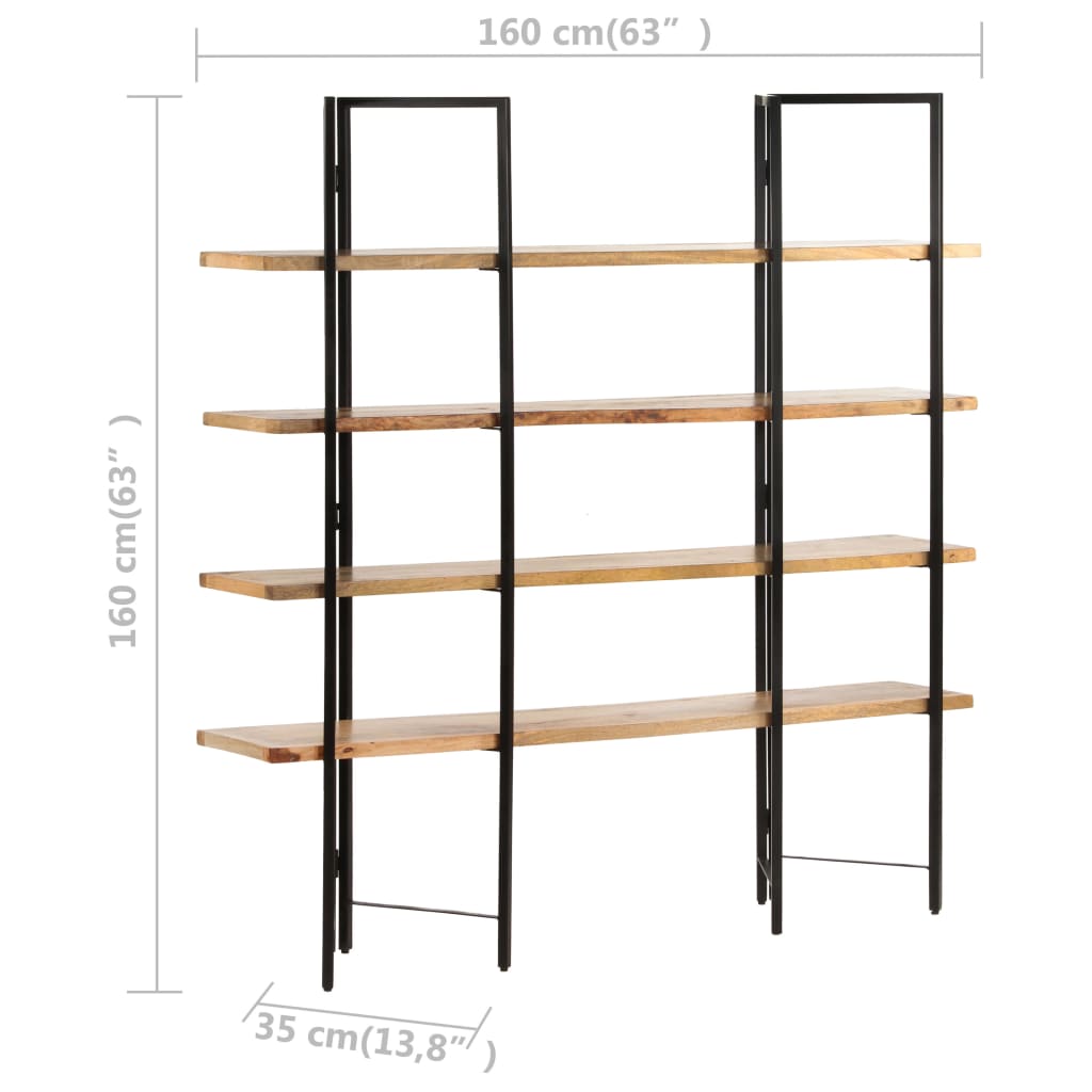 Libreria a 4 Livelli 160x35x160 cm in Legno Massello di Mango | homemem39